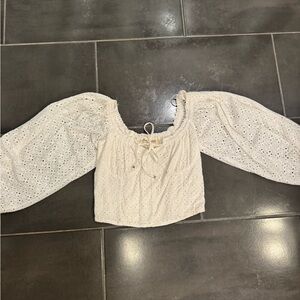 Chic White Eyelet Women's Blouse